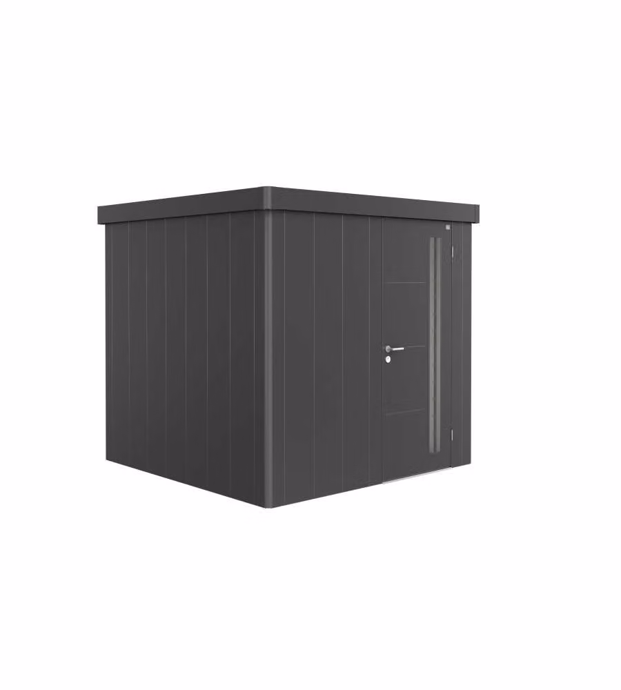 Casetta per attrezzi Neo 2B porta standard, grigio metallizzato