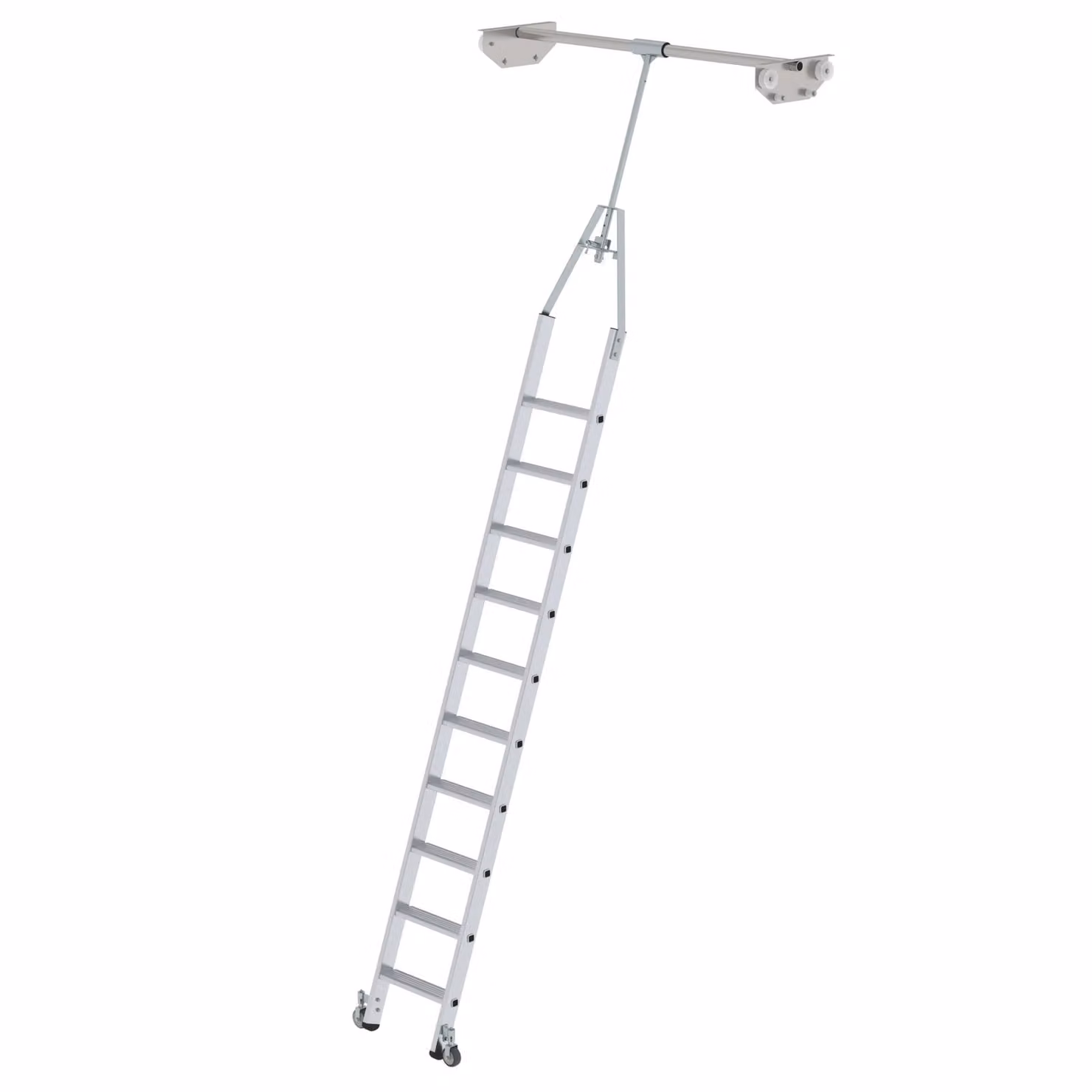 Scala in alluminio per scaffali doppi, girevole, 10 gradini 44510