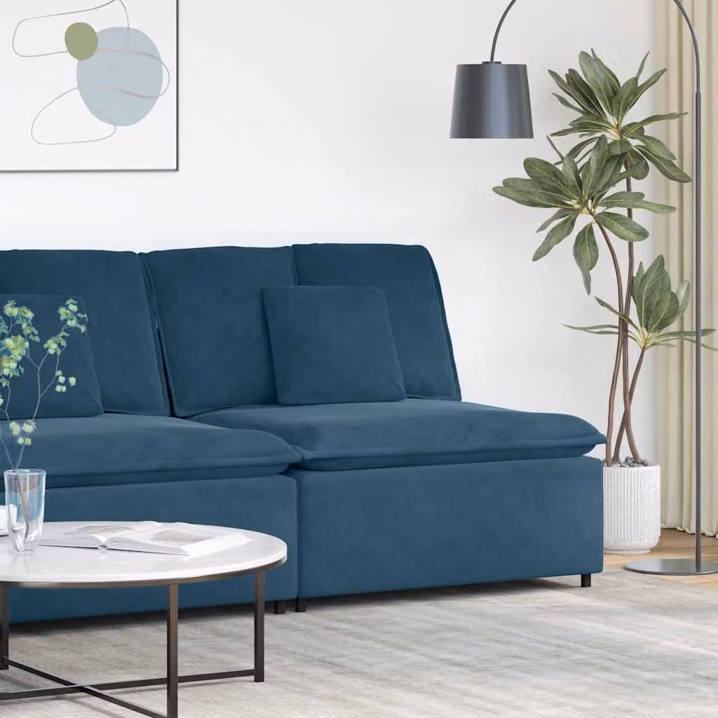 vidaXL Modulo Centrale Divano Modulare con Cuscini Blu L: 100 cm