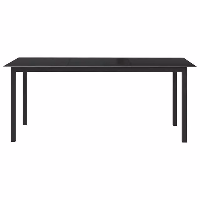 Tavolo da Giardino | Tavolino da esterno Nero 190x90x74 cm in Alluminio e Vetro