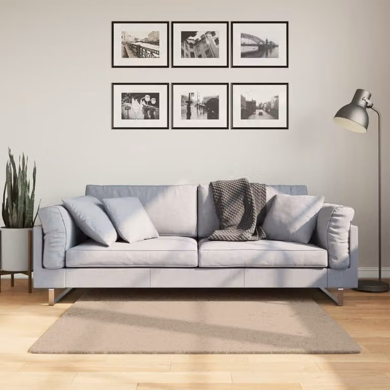 vidaXL Tappeto a Pelo Corto HUARTE Morbido e Lavabile Sabbia L 120 cm x P 120 cm