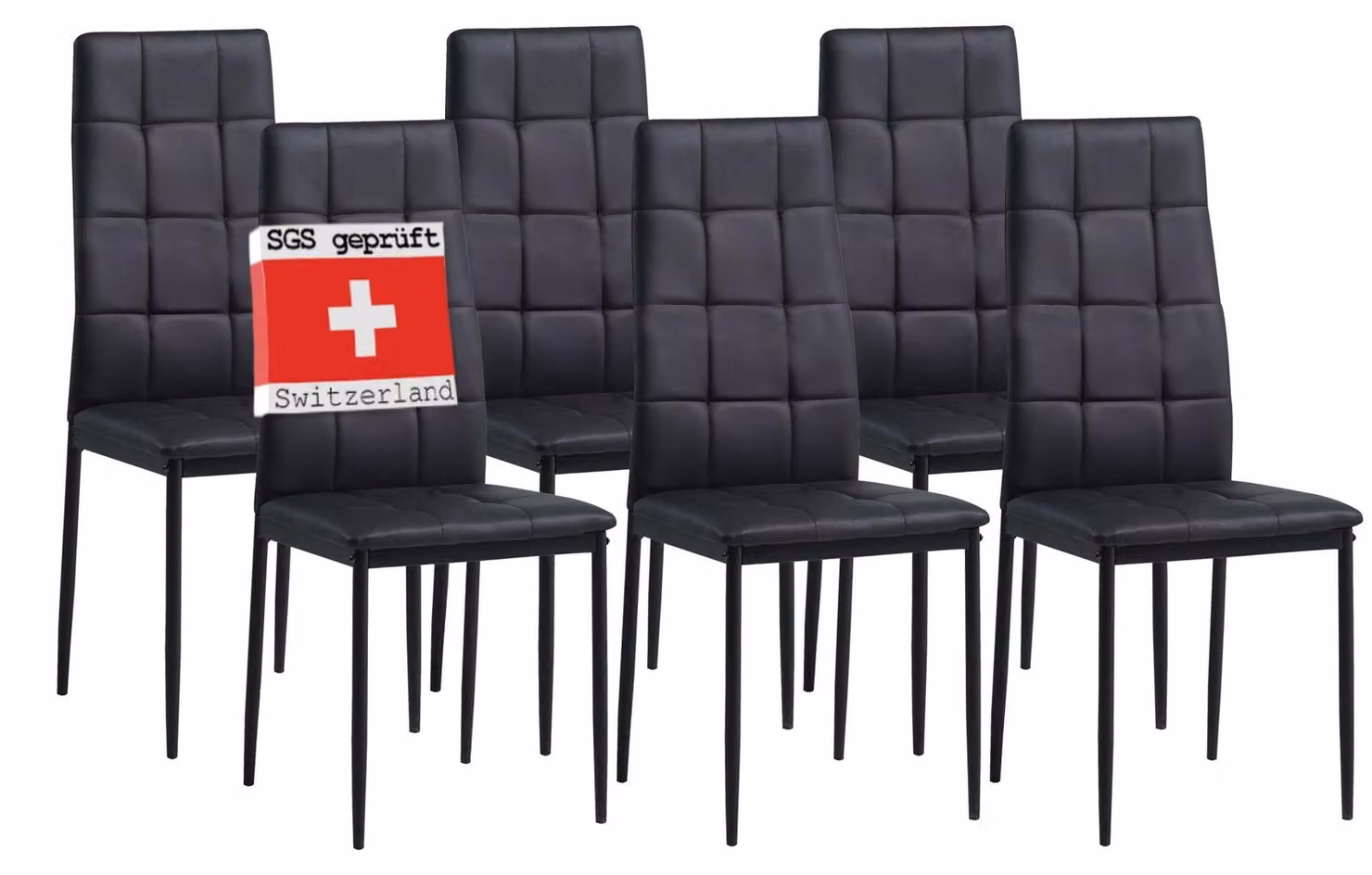 Sedie da pranzo Albatros RIMINI set di 6, nero - Elegante design italiano, sedia imbottita con rivestimento in Pelle finta, moderna ed elegante al tavolo da pranzo - sedia da cucina sala da pranzo alta capacità di carico