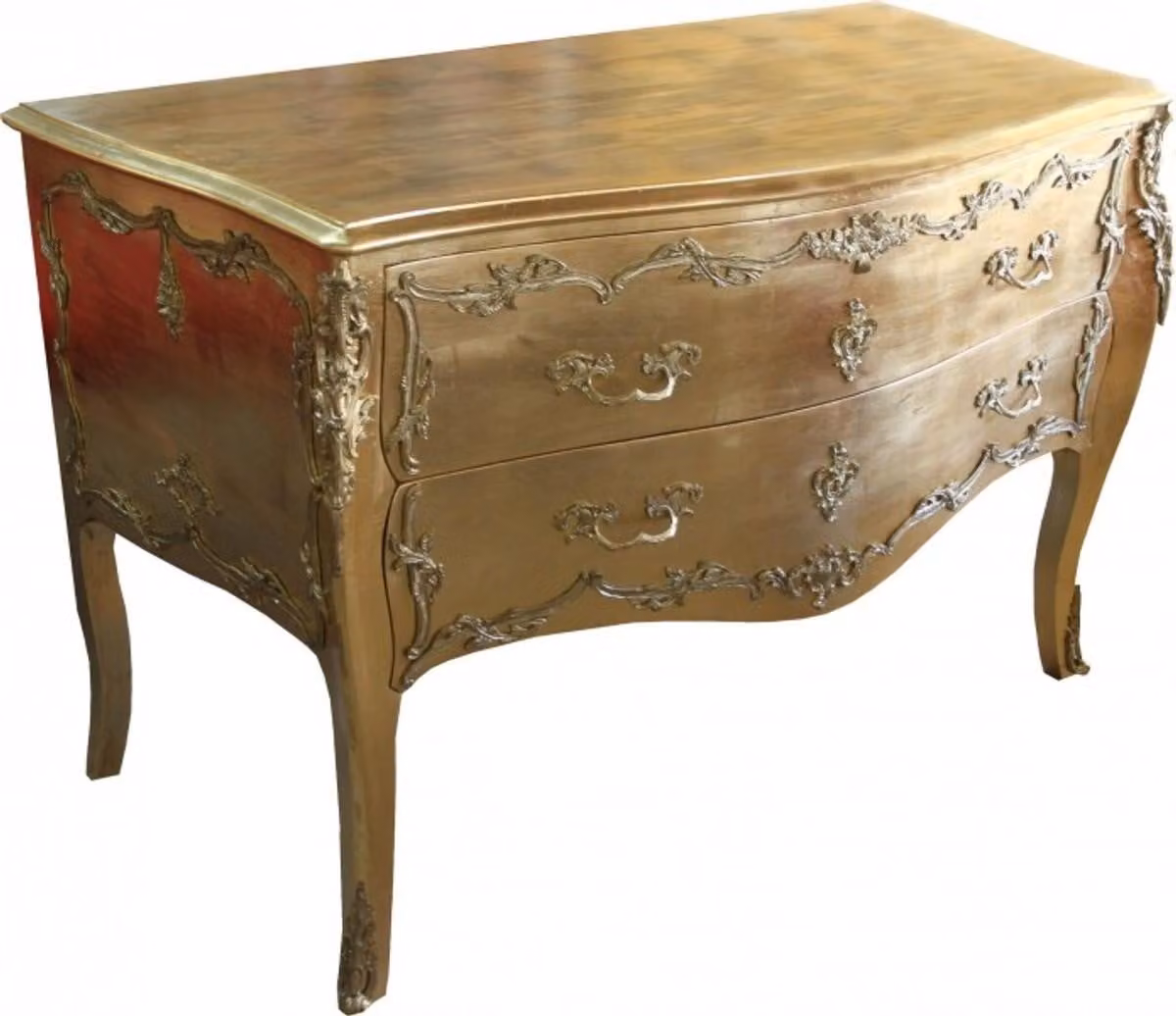 Comò Casa Padrino Barock, color oro, 130 cm - Realizzato a mano in legno massello - Comò in stile antico