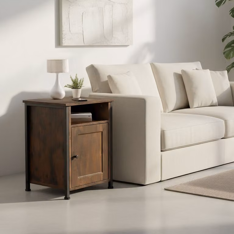 Comodino Blackburn TecTake in stile industriale, colore nero e marrone, L: 40 cm, P: 42 cm, H: 60,5 cm
