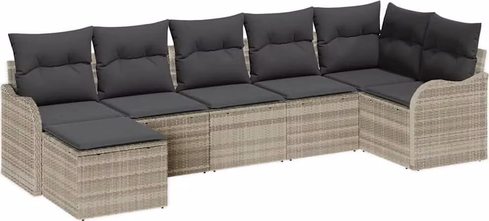 Set Divano da Giardino 7 pcs Grigio chiaro polyrattan