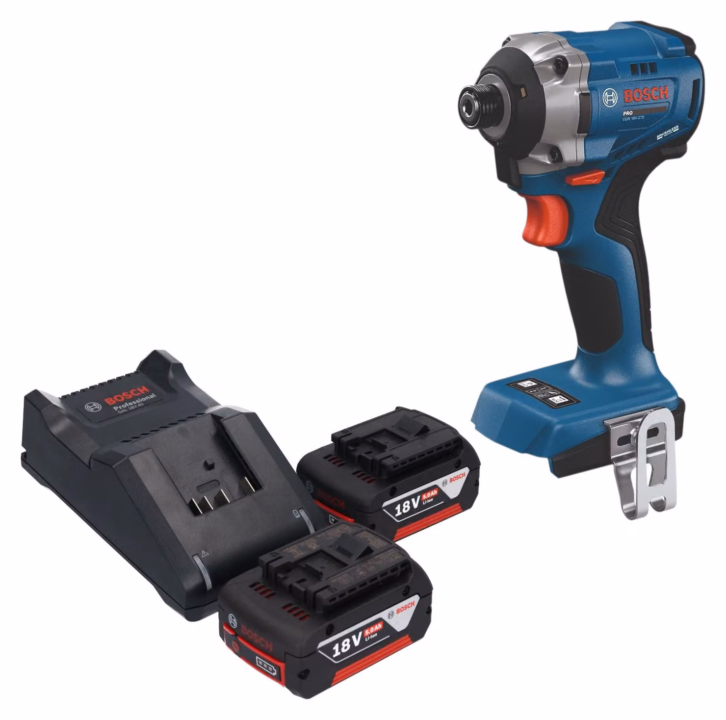 Avvitatore a impatto a batteria Bosch GDR 18V-215 Professional 18 V 215 Nm 1/4" Brushless + 2 batterie da 5,0 Ah + caricabatterie