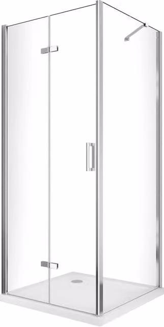 Box doccia pieghevole a soffietto GIORGYSHOP con parete fissa laterale, trasparente e finitura cromo, H: 190 cm, L: 87,5-90 cm, P: 62,5-65 cm