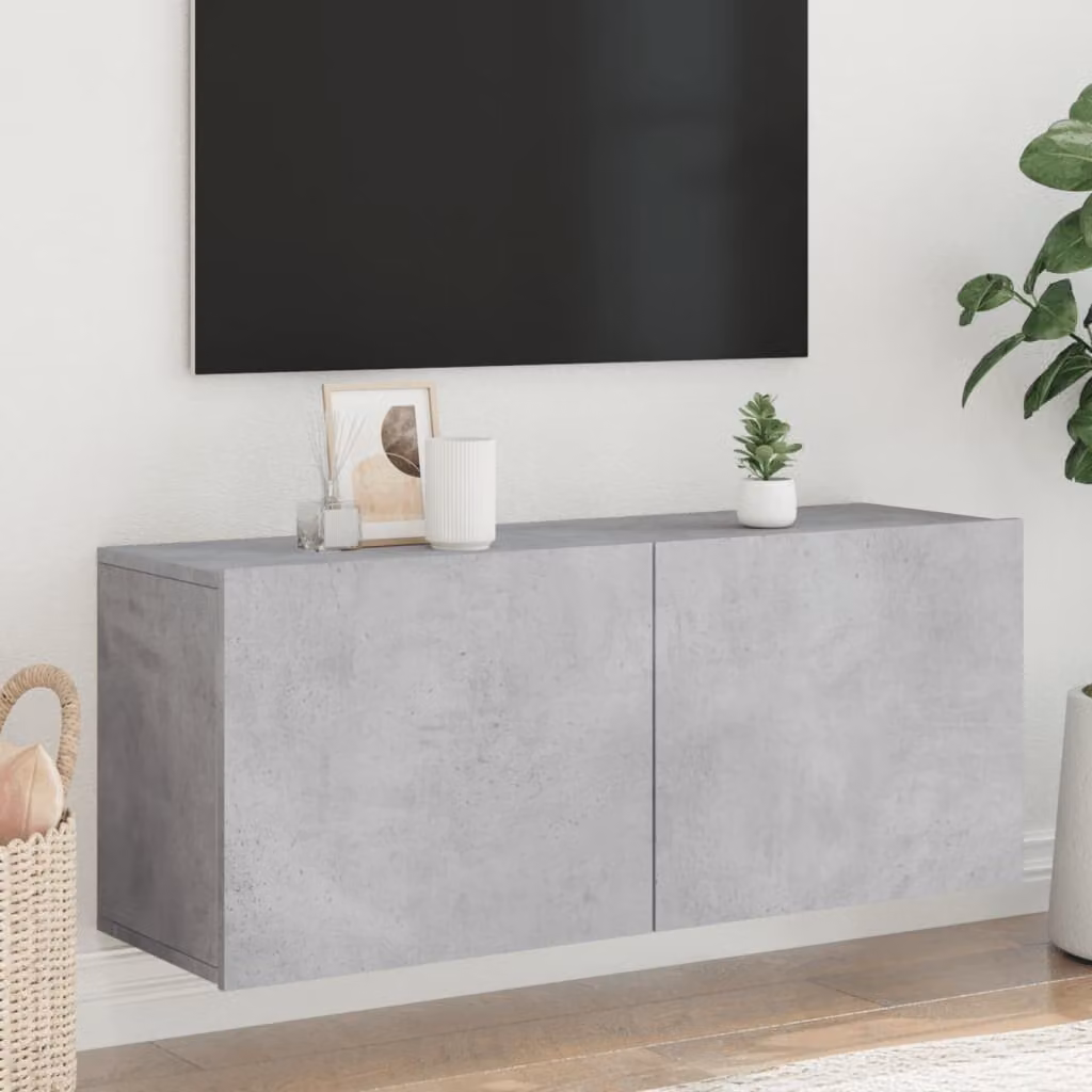 Mobile TV da parete vidaXL moderno in legno MDF Grigio, L 100 cm x P 30 cm x H 41 cm