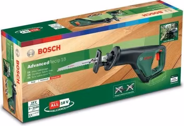Sega alternativa, Bosch AdvancedRecip 18, batteria, basse vibrazioni, elevata stabilità