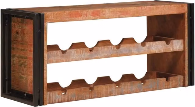 Portabottiglie da parete vidaXL in stile industriale in legno e metallo marrone L: 100 cm, P: 45 cm, H: 33 cm – 1
