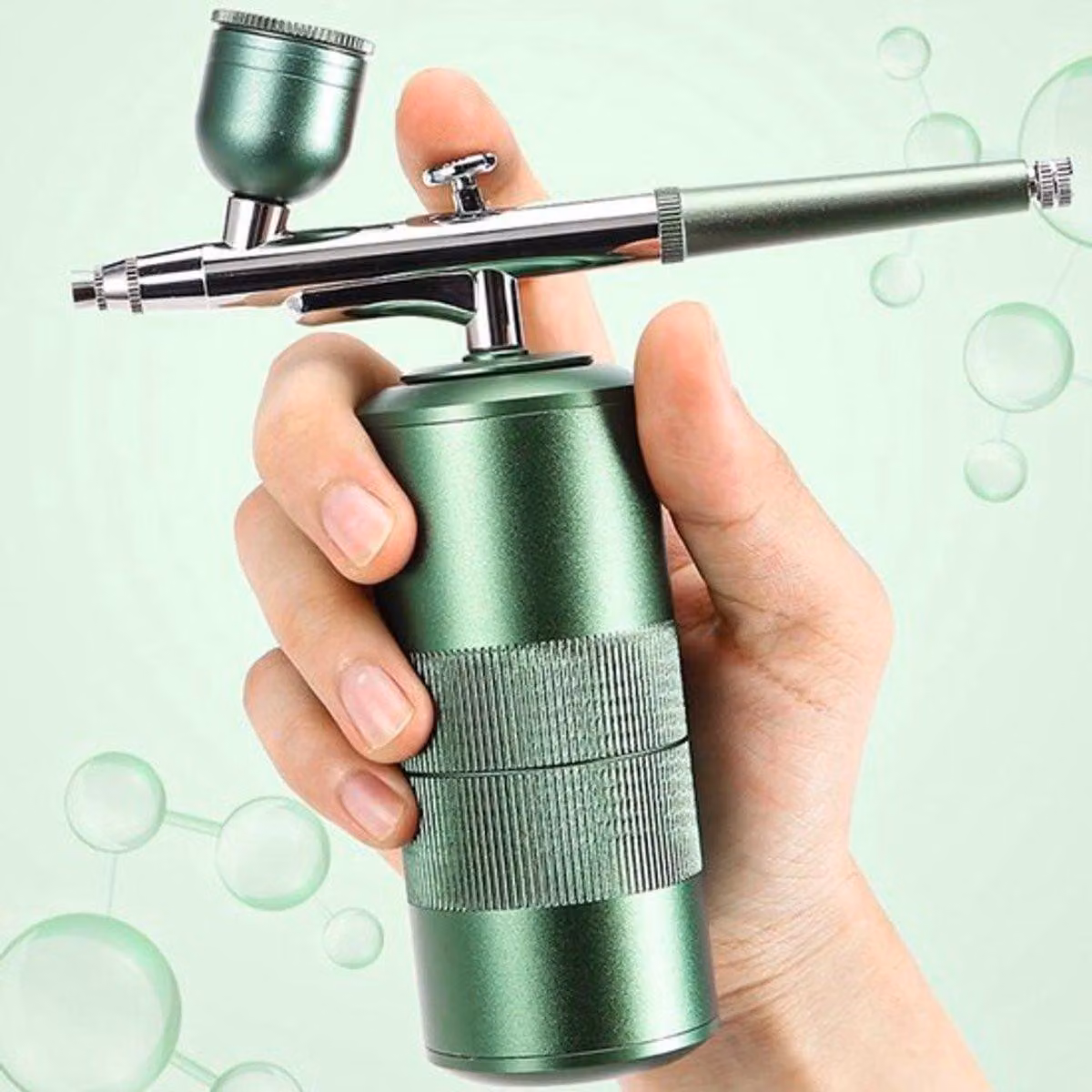 Kit airbrush portatile da 30 PSI, senza fili, alimentato a batteria, ideale per la decorazione di unghie e modellismo. Include un mini airbrush a doppia azione