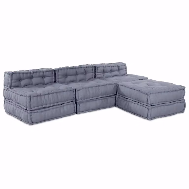Unità di divano modulare vidaXL in tessuto grigio, forma a L, L/P/H: 210 x 140 x 56 cm
