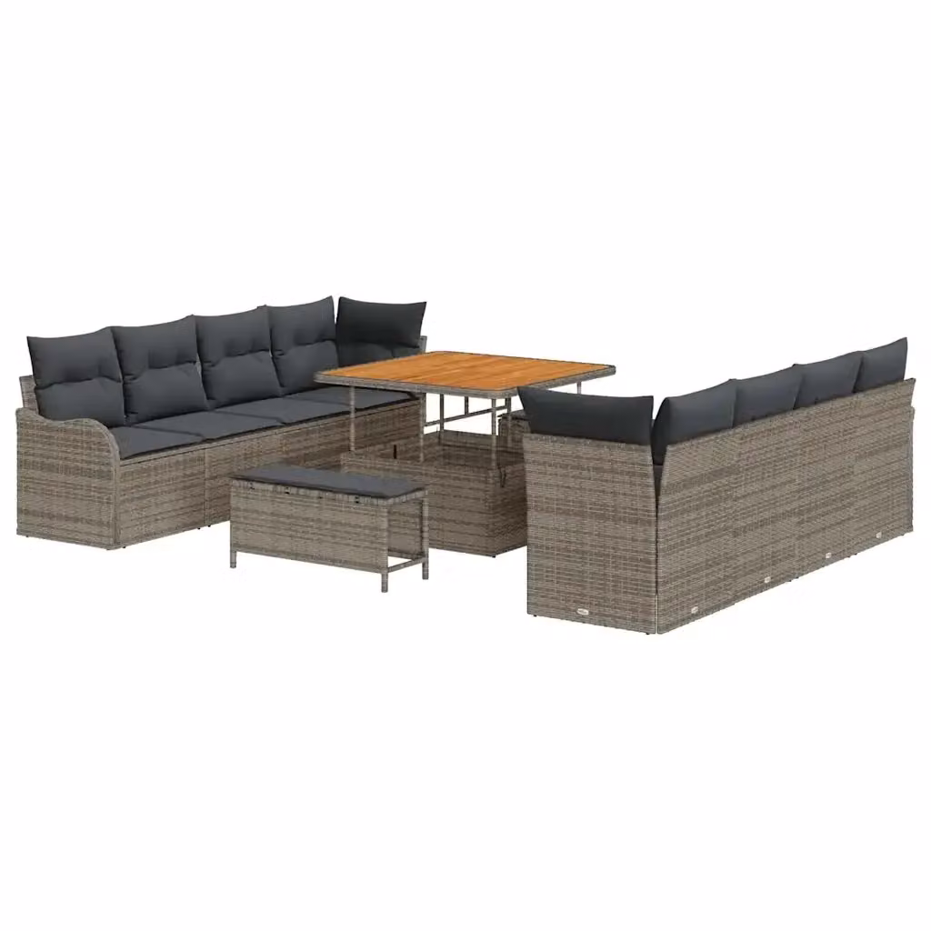 vidaXL Set Divano da Giardino Moderno a Forma di U con 11 Pezzi, Grigio – 2