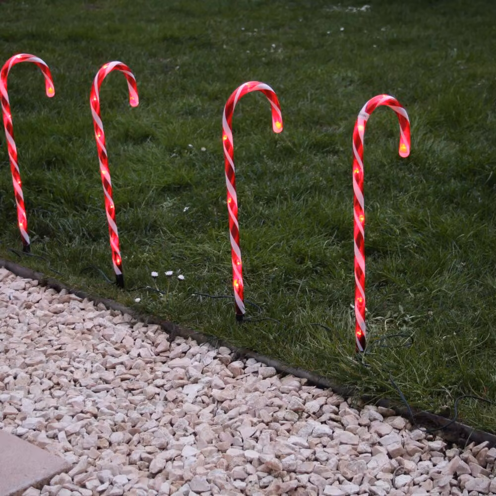 FHS LED candele a bastoncino 6 bastoncini con puntale a terra Altezza 50/55 cm, 6/18 h A/A IP44
