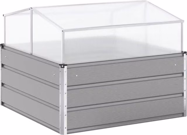 Fioriera da giardino in acciaio zincato grigio chiaro stile moderno HELLOSHOP26 L/P/H: 100 x 100 x 77 cm