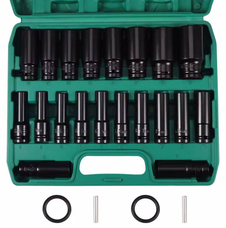 Set di chiavi a bussola da 1/2 pollice, 20 pezzi, da 8 mm a 32 mm, in acciaio cromo-vanadio, per la riparazione di veicoli