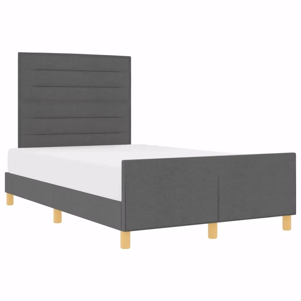 Struttura del letto moderna vidaXL in tessuto grigio con legno e MDF L/P/H: 120 x 200 x 126 cm – 2
