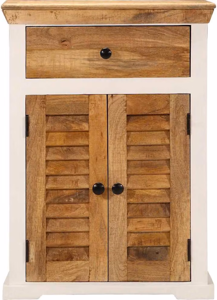 vidaXL Credenza bianca e marrone 55x30x73 cm in legno massiccio di mango