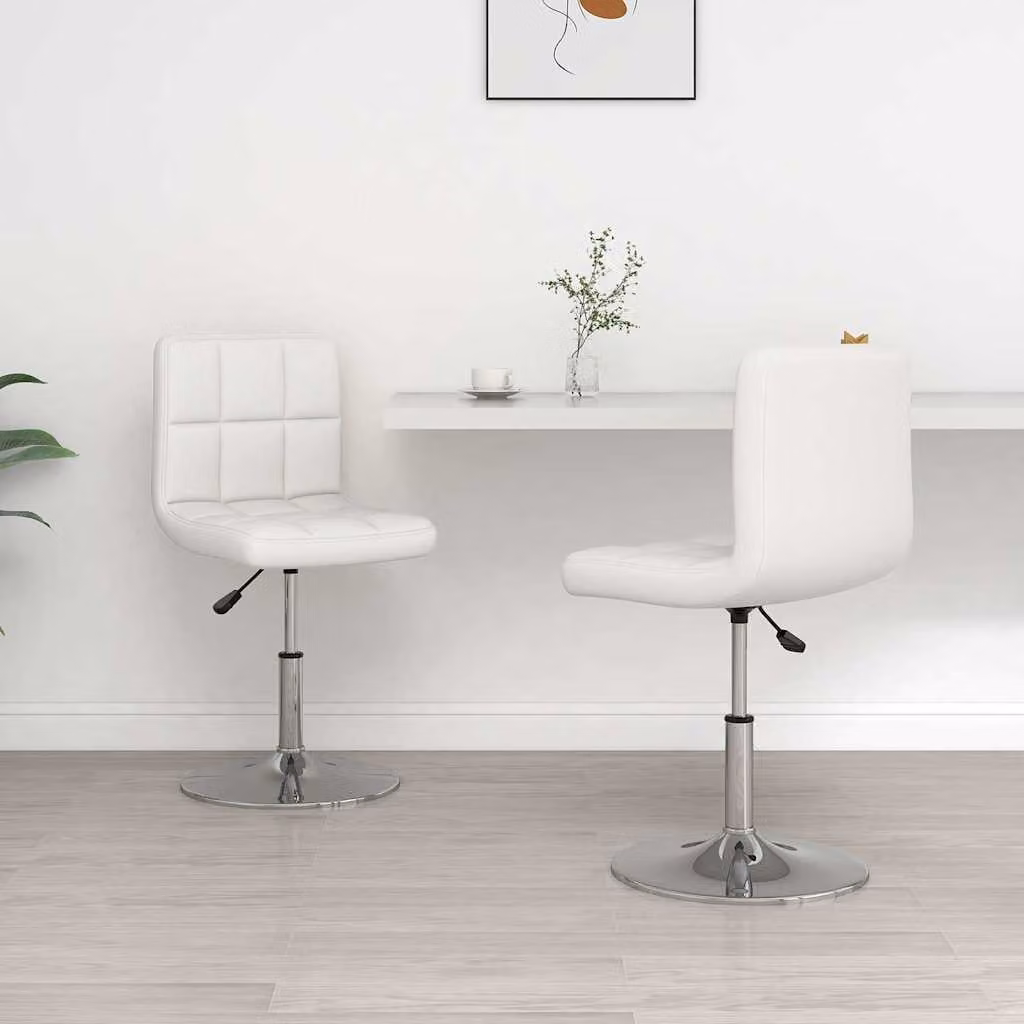 Set di 2 sedie da pranzo moderne vidaXL in similpelle bianca con base girevole 360 gradi