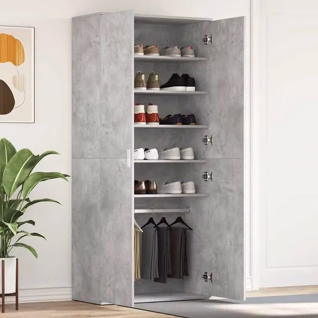 Mobile porta scarpe moderno vidaXL in MDF grigio e argento L: 80 cm, P: 39 cm, H: 178 cm