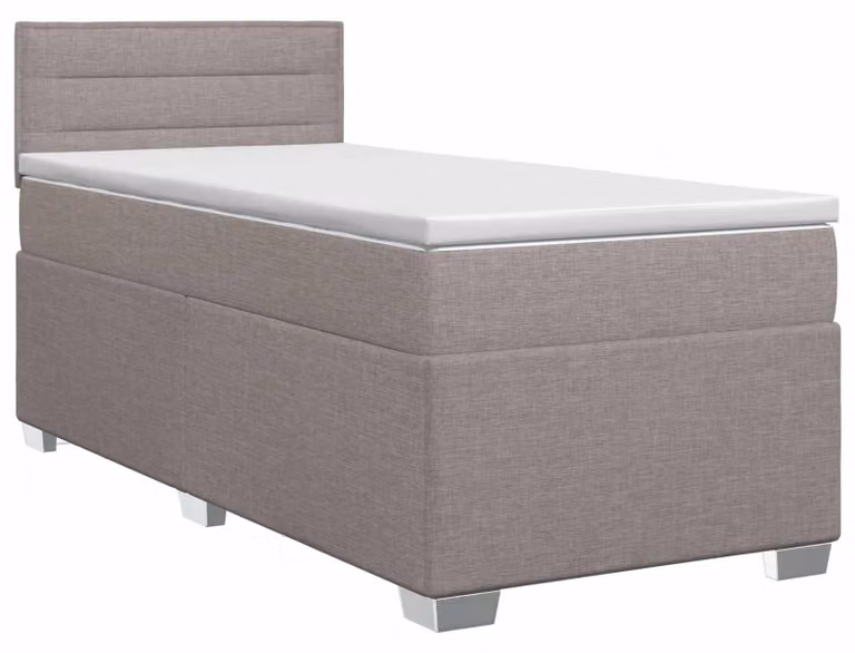 Letto a molle con materasso e testata Taupe 90 x 190 cm in tessuto