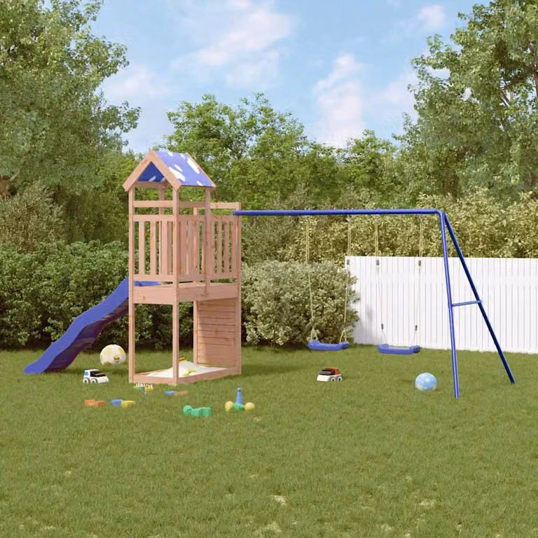 vidaXL Set da Gioco da Esterno in Legno di Douglas con Scivolo, Altalena e Sabbiera, Multicolore, L/P/H: 460,5 x 241 x 215 cm