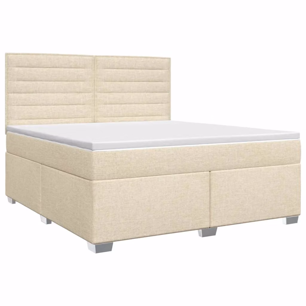 Letto box spring con materasso vidaXL in tessuto beige e bianco, L/P: 140 x 190 cm – 2
