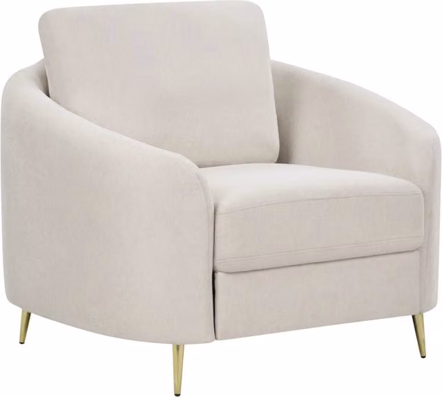 Poltrona Beliani in tessuto bouclé beige con gambe in metallo dorato e seduta imbottita stile glamour