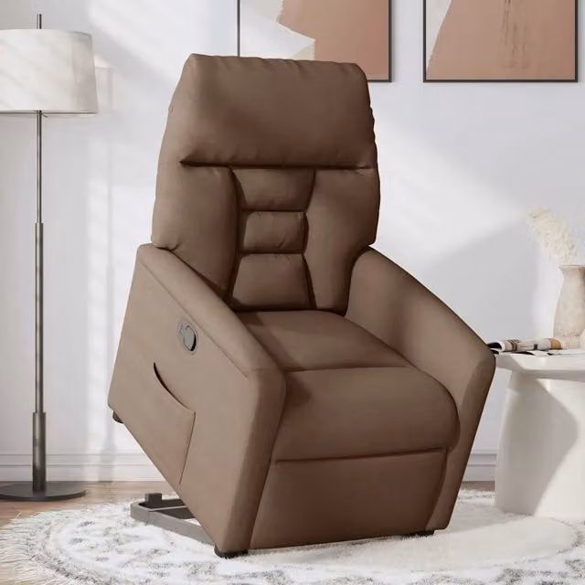 Poltrona alzapersona reclinabile vidaXL in tessuto marrone con assistenza elettrica per anziani – 1