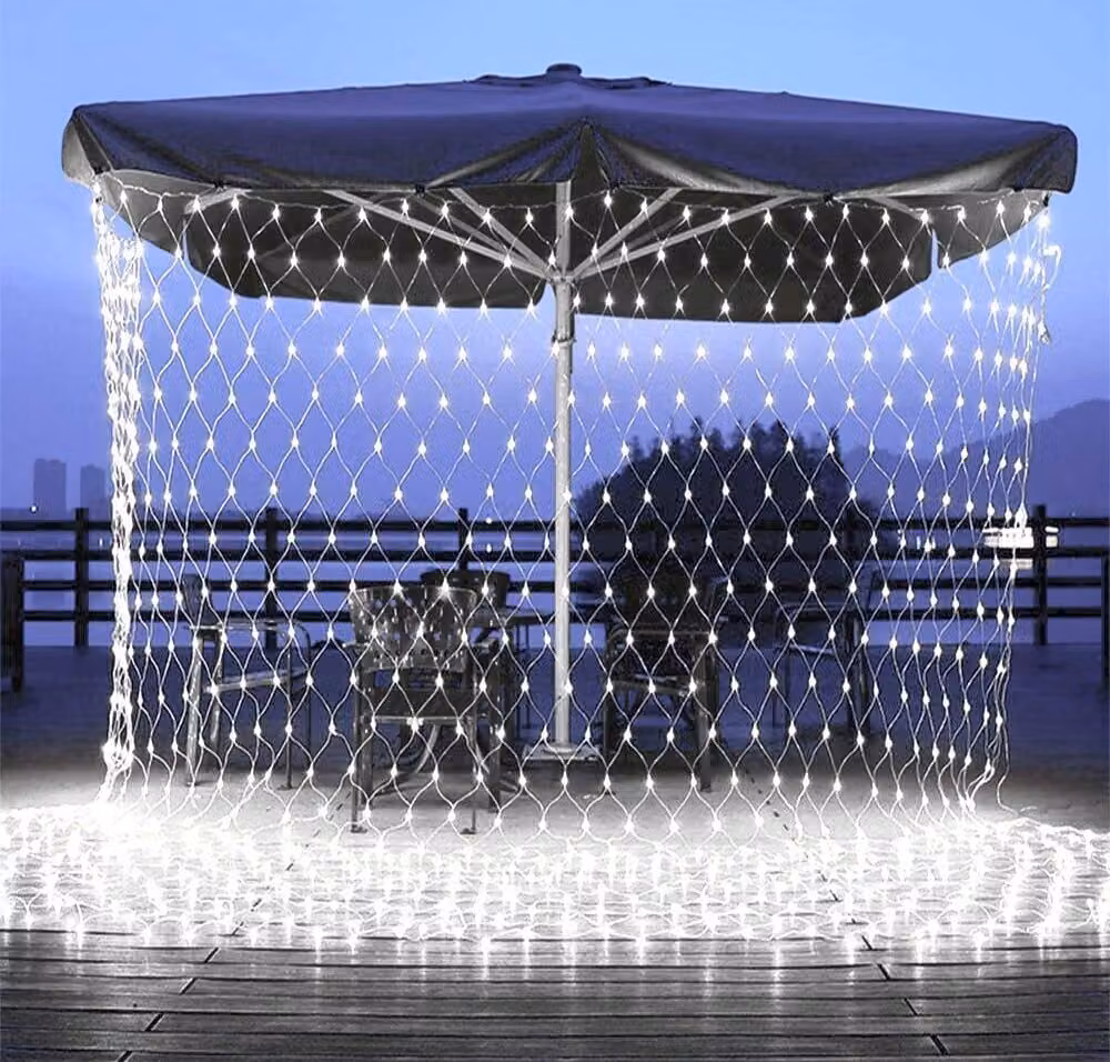 2x2M 144 LED luci fiabesche rete luminosa per interni, luci di Natale con 8 modalità, per la decorazione del giardino della festa di Natale, bianco freddo