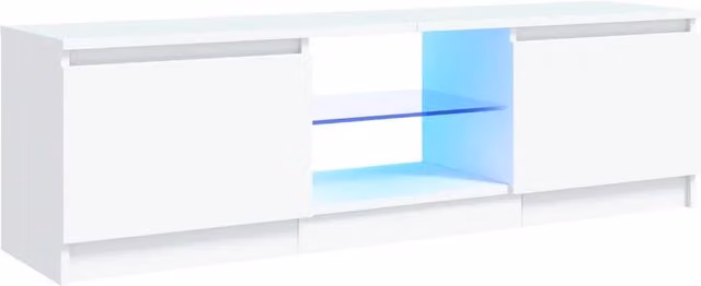 Mobile TV multimediale scaffale TV credenza mobile TV sala da pranzo soggiorno camera da letto con luci LED 120 x 30 x 35,5 cm bianco 02_0026510