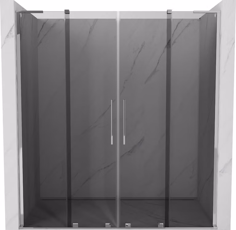 Mexen Velar L Duo porta doccia scorrevole 200 cm, grafite, cromo - 871-200-003-42-01