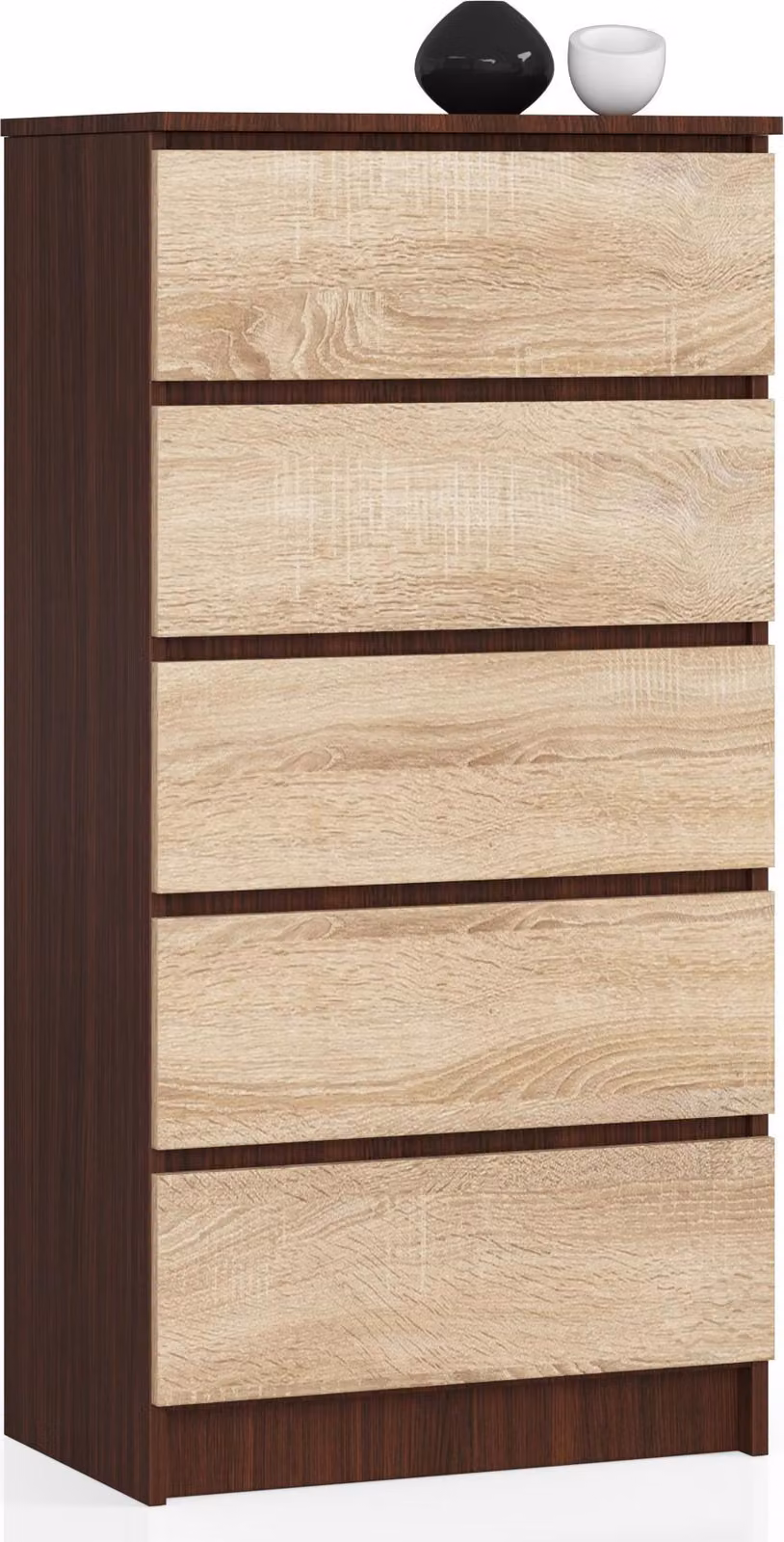 Akord Credenza 5 Cassetti Wenge/Rovere Sonoma 60X40X121 Cm