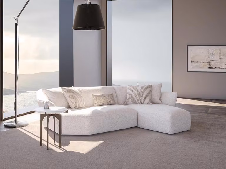Designer Sofa Couch Weiß Einrichtung Wohnzimmer Ecksofa L-Form Polstermöbel