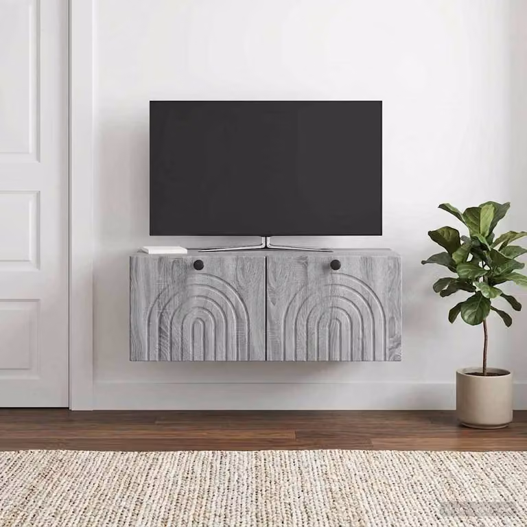 vidaXL Mobile Porta TV da Muro Grigio, L 78,5 cm x P 41 cm x H 30 cm
