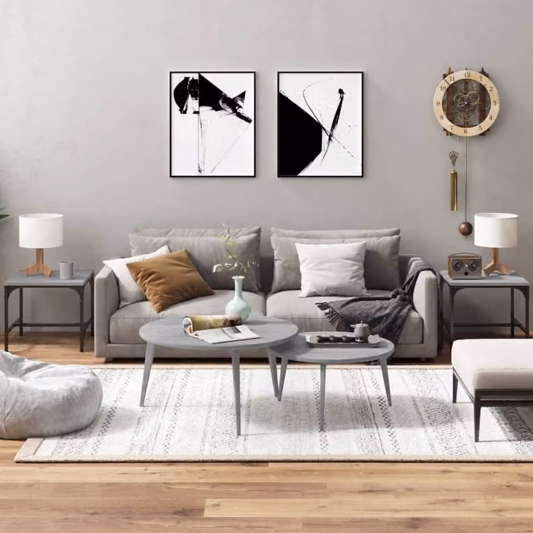 The Living Store Tavolini 2 pz. Grigio Sonoma 40x40x35 cm Materiale a base di legno