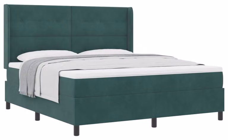 Letto a molle con materasso Verde Scuro 180 x 200 cm Velluto