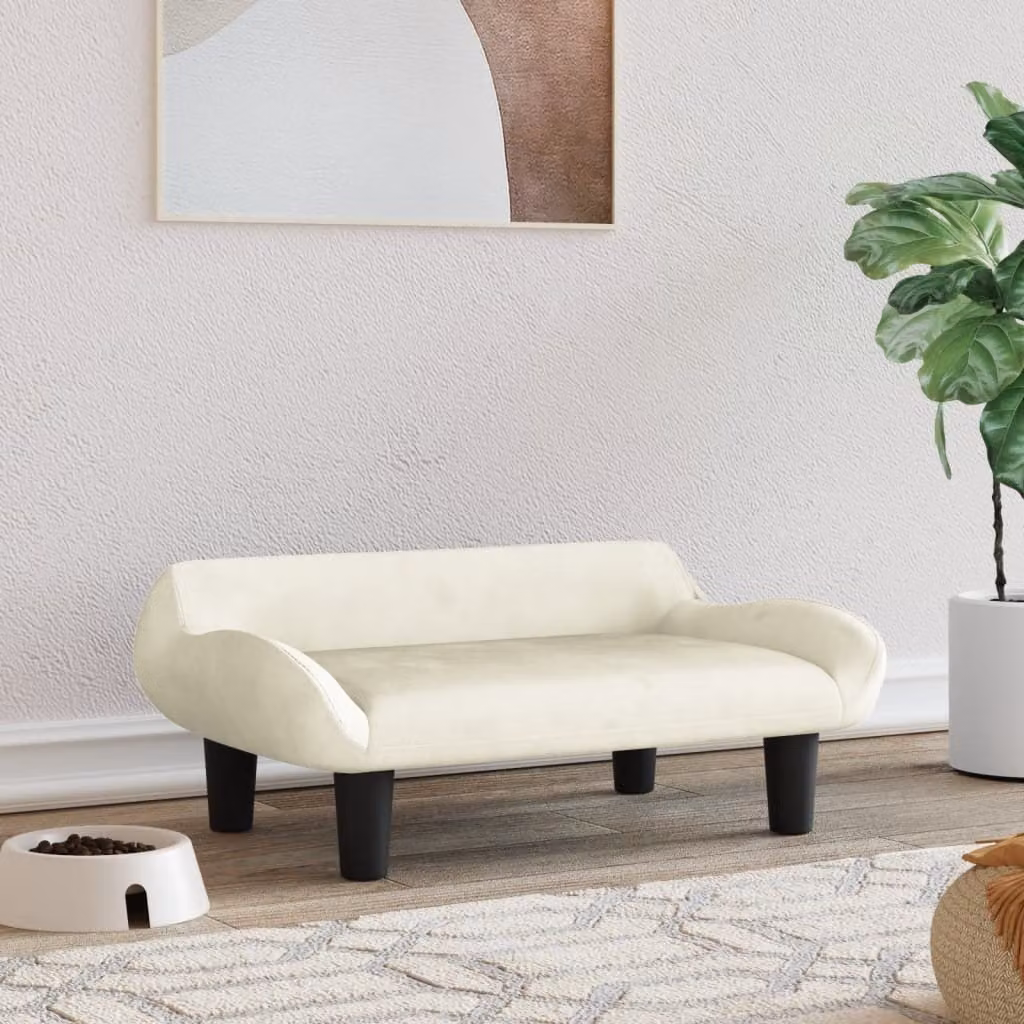 The Living Store Letto per cani Crema 70x40x24 cm in velluto
