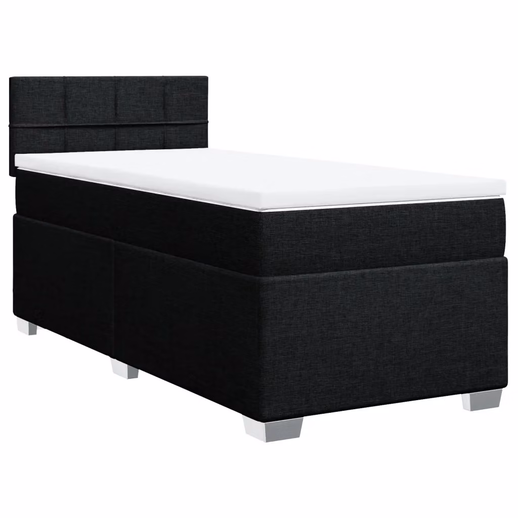 Letto Ibrido vidaXL con Giroletto a Molle e Materasso in Tessuto Nero e Bianco L/P: 100 x 200 cm – 2