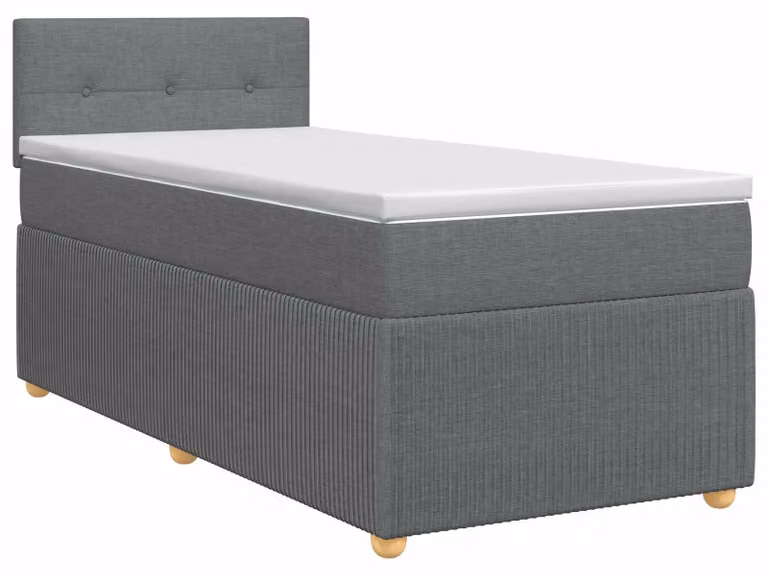Letto a molle con materasso grigio scuro 100 x 200 cm in tessuto