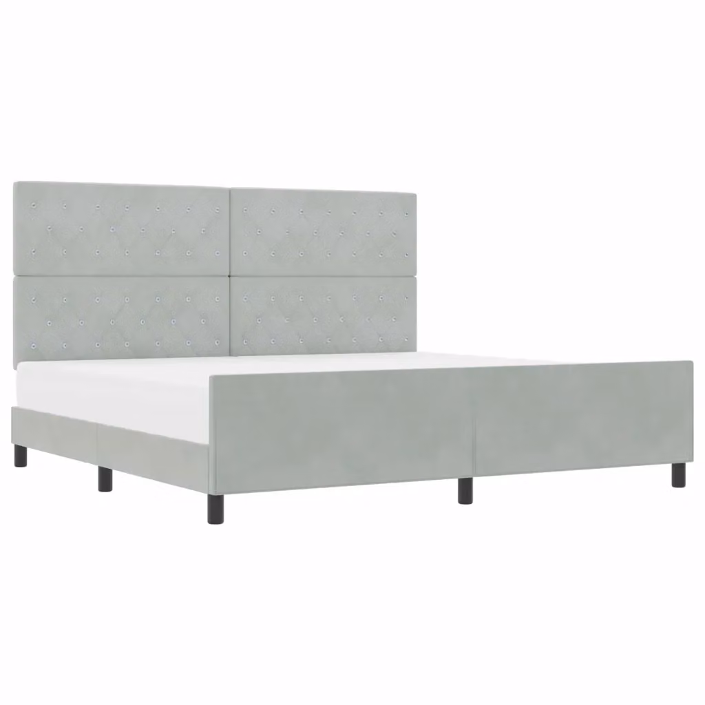 Letto a molle con testiera vidaXL in velluto grigio, L/P/H: 200 x 200 x 207 cm – 2