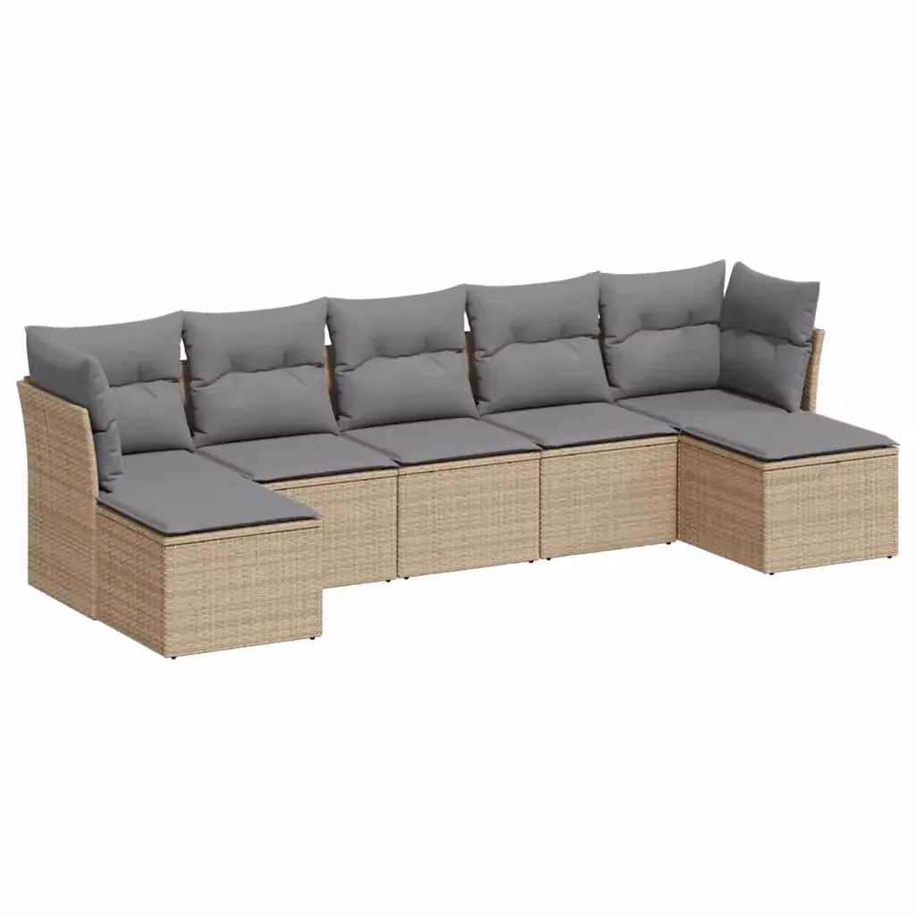 Set di divani da giardino vidaXL in 7 pezzi con cuscini grigi in polyrattan e struttura in metallo – 2