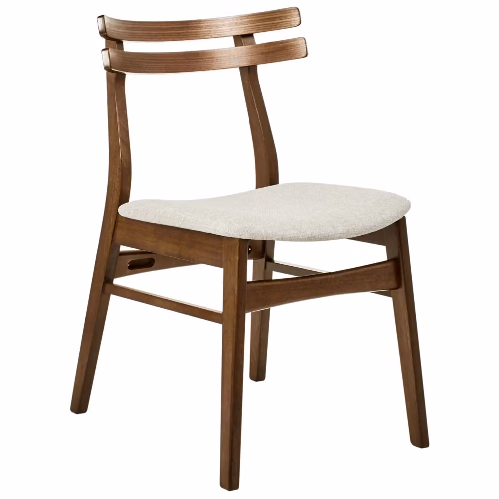 Set di 2 sedie da pranzo BELIANI in tessuto beige con struttura in legno massiccio marrone stile retrò senza braccioli – 2