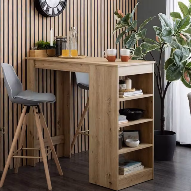 Tavolo fisso DMORA Sedriano per 2 persone, design moderno in legno rovere marrone, L: 120 cm, P: 50 cm, H: 105 cm