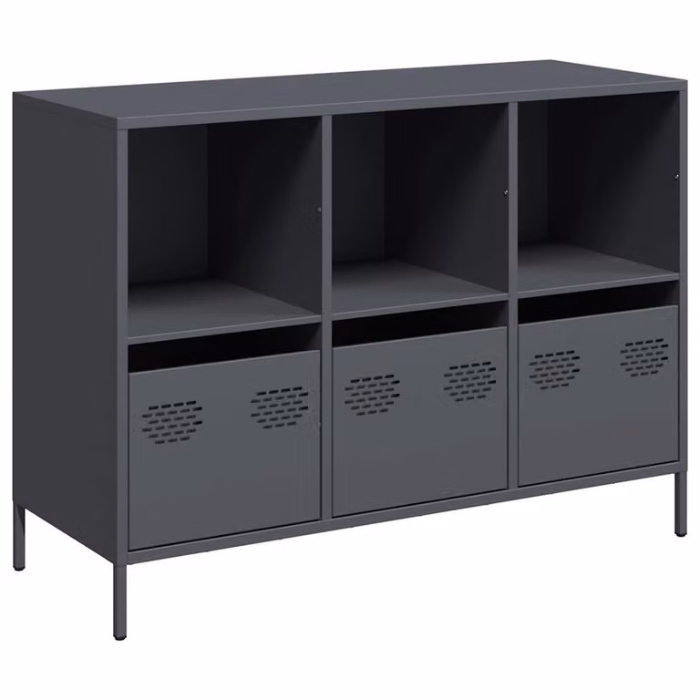 Credenza Antracite 101,5x39x73,5cm in Acciaio Laminato a Freddo