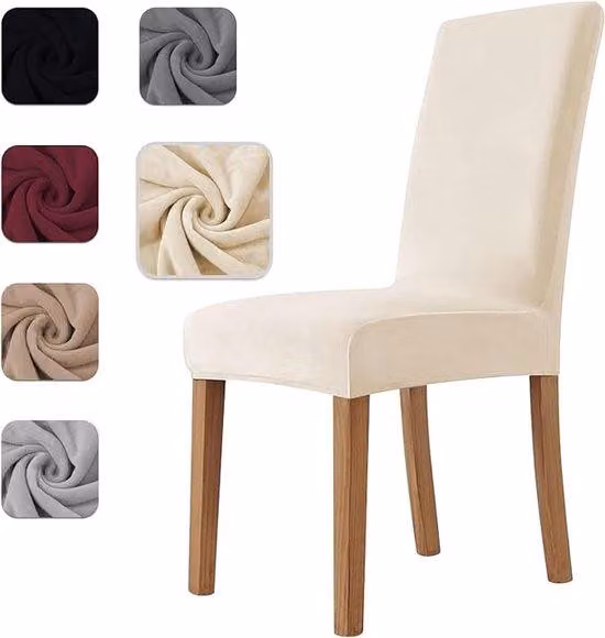 Set da 4 sedie da sala da pranzo di dimensioni ridotte, in velluto elasticizzato, universali, regolabili, antigraffio, beige
