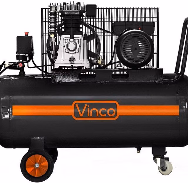 Compressore d'aria Vinco 60604 lubrificato a olio monofase a cinghia, 100 l, nero – 1