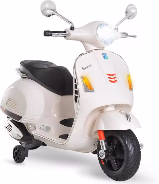 Moto elettrica per bambini design Vespa con luci e suoni, batteria ricaricabile, colore bianco – 1