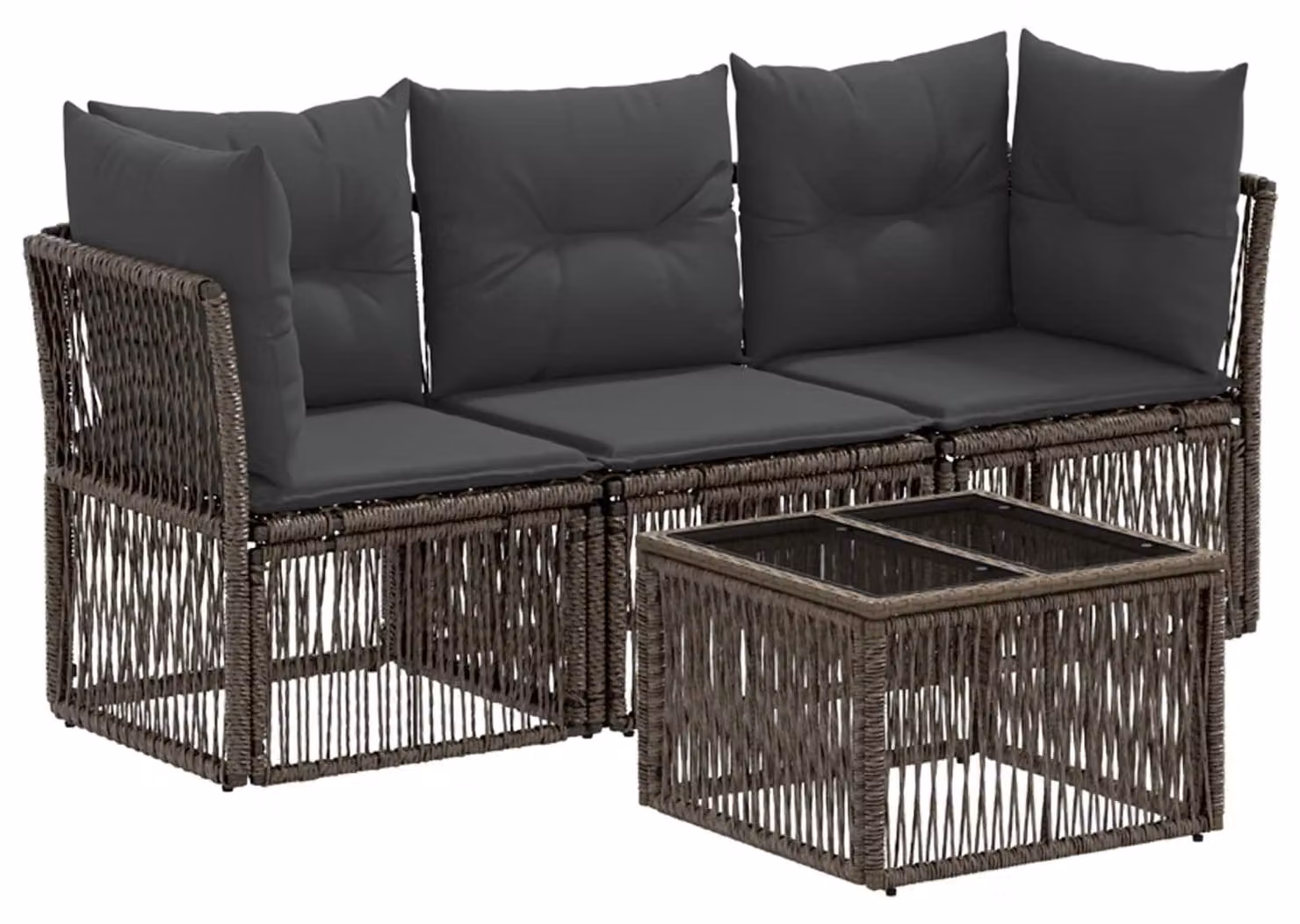 Set Divano da Giardino 4 pcs Grigio polyrattan