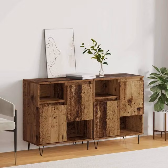 Set di 2 credenze moderne vidaXL in legno color marrone L: 60 cm, P: 35 cm, H: 70 cm – 1